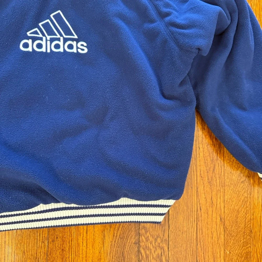 VINTAGE adidas Men's 90s Reversible Hooded Puffer Jacket Navy Blue Size S/M